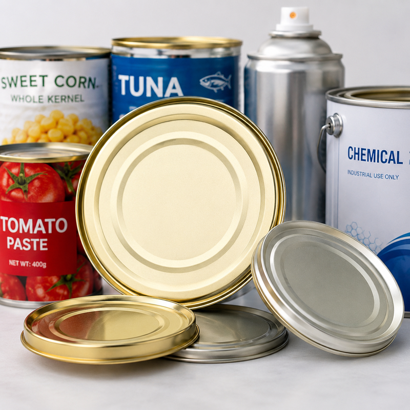 Tampas de folha-de-flandres multitipos para embalagens de alimentos, produtos químicos e aerossóis