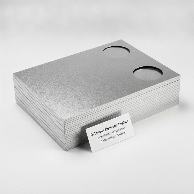 Folha de folha de flandres eletrolítica de têmpera T3, tipo MR, para alimentos redondos, tampa de fechamento, espessura de 0,17 mm-0,24 mm